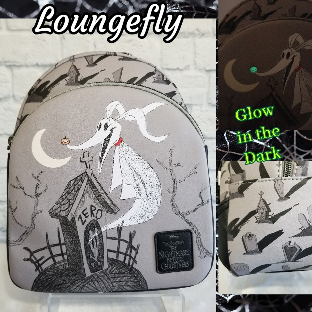 Loungefly Zero Nightmare Before Christmas Mini Backpack Ghost Dog Disney Bag New
